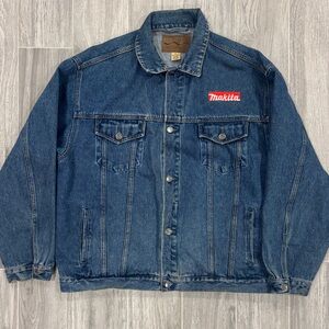 Vintage port authority makita 90s denim jean jacket mens xl
